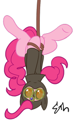 Size: 1553x2500 | Tagged: safe, artist:sigmath-bits, imported from derpibooru, pinkie pie, pony, newbie artist training grounds, show accurate, simple background, solo, transparent background, upside down