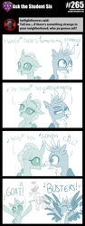 Size: 800x2117 | Tagged: safe, artist:sintakhra, imported from derpibooru, gallus, ocellus, changedling, changeling, goat, griffon, tumblr:studentsix, adorkable, bedroom eyes, british english, cute, diaocelles, dork, egon spengler, gallabetes, ghostbusters, pun, singing