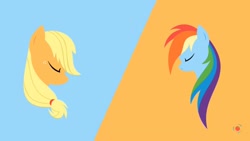 Size: 1920x1080 | Tagged: safe, imported from derpibooru, applejack, rainbow dash, earth pony, pegasus, pony, appledash, eyes closed, female, lesbian, pmv, shipping, youtube link