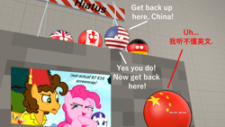 Size: 1920x1080 | Tagged: safe, anonymous artist, imported from derpibooru, cheese sandwich, pinkie pie, pony, the last laugh, 3d, canada, china, chinese, germany, hiatus, metaphor, polandball, source filmmaker, translated in the description, united kingdom, united states