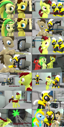 Size: 1699x3335 | Tagged: safe, artist:sky chaser, imported from derpibooru, doctor whooves, time turner, oc, oc:demix, oc:dr drakem, oc:sky chaser, oc:wooden toaster, earth pony, pegasus, pony, unicorn, 3d, beard, comic, dialogue, facial hair, guard, pony adventure, source filmmaker