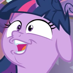 Size: 497x497 | Tagged: safe, imported from derpibooru, screencap, twilight sparkle, alicorn, pony, a trivial pursuit, derp, faic, floppy ears, hoers, messy mane, twilight snapple, twilight sparkle (alicorn), twilight sparkle is best facemaker, twilynanas