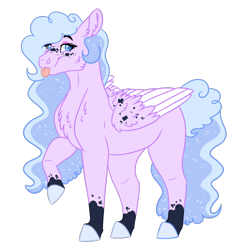 Size: 1092x1148 | Tagged: safe, artist:azerae, imported from derpibooru, oc, oc only, oc:fairy floss, pegasus, pony, female, magical lesbian spawn, mare, offspring, parent:pinkie pie, parent:princess luna, parents:lunapie, simple background, solo, tongue out, transparent background, two toned wings, wings