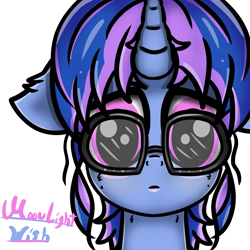 Size: 6000x6000 | Tagged: safe, artist:crimsonsky, artist:undisputed, imported from derpibooru, oc, oc only, oc:moonlight wish, pony, unicorn, female, glasses, horn, mare, solo