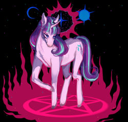 Size: 602x576 | Tagged: safe, artist:superfucke, imported from derpibooru, starlight glimmer, pony, unicorn, female, magic, pentagram, solo