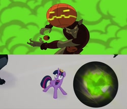 Size: 1020x878 | Tagged: safe, edit, imported from derpibooru, screencap, twilight sparkle, alicorn, my little pony: the movie, green goblin, obsidian orb, spectacular spiderman, twilight sparkle (alicorn)