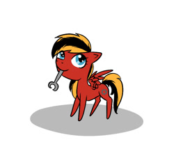 Size: 700x600 | Tagged: safe, artist:vikuskaal, imported from derpibooru, oc, oc only, oc:twotail, pegasus, pony, chibi, looking up, mouth hold, solo