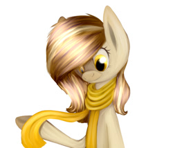 Size: 700x600 | Tagged: safe, artist:vikuskaal, imported from derpibooru, oc, oc only, oc:cookie, earth pony, pony, clothes, female, mare, scarf, simple background, solo, white background