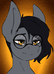 Size: 1561x2130 | Tagged: safe, artist:celestialoddity, artist:mamachubs, imported from derpibooru, oc, oc only, oc:aubade, earth pony, pony, bust, earth pony oc, glasses, portrait, solo