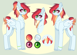 Size: 1178x834 | Tagged: safe, artist:nocturnal-moonlight, imported from derpibooru, oc, oc only, oc:blaze, pegasus, pony, female, heterochromia, mare, offspring, parent:rainbow dash, parent:soarin', parents:soarindash, reference sheet, solo