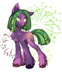 Size: 1280x1507 | Tagged: safe, artist:marly-kaxon, imported from derpibooru, oc, oc only, oc:berry buzz, earth pony, pony, chest fluff, female, fireworks, floppy ears, mare, simple background, solo, unshorn fetlocks