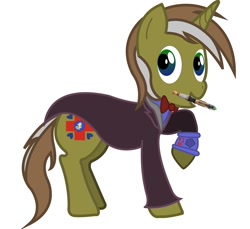 Size: 960x878 | Tagged: safe, artist:amacuse, imported from derpibooru, oc, oc:cayden tavers, pony, unicorn, doctor who, male, pipbuck, sonic screwdriver, stallion