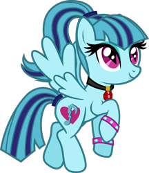 Size: 819x949 | Tagged: safe, artist:lightningbolt, derpibooru exclusive, imported from derpibooru, sonata dusk, pegasus, pony, equestria girls, rainbow rocks, .svg available, disguise, disguised siren, equestria girls ponified, eyeshadow, fangs, female, flying, gem, jewelry, looking up, makeup, mare, necklace, ponified, ponytail, show accurate, simple background, siren gem, slit eyes, slit pupils, solo, spiked wristband, spread wings, svg, tail band, transparent background, vector, wings, wristband