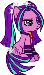 Size: 616x1047 | Tagged: safe, artist:lightningbolt, derpibooru exclusive, imported from derpibooru, aria blaze, earth pony, pony, equestria girls, rainbow rocks, .svg available, angry, disguise, disguised siren, equestria girls ponified, eyeshadow, fangs, female, frown, gem, jewelry, makeup, mare, necklace, pigtails, ponified, show accurate, simple background, siren gem, sitting, slit eyes, slit pupils, solo, svg, transparent background, vector, wristband