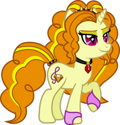 Size: 937x971 | Tagged: safe, artist:lightningbolt, derpibooru exclusive, imported from derpibooru, adagio dazzle, pony, unicorn, equestria girls, rainbow rocks, .svg available, clothes, disguise, disguised siren, equestria girls ponified, eyeshadow, fangs, female, fingerless gloves, gem, gloves, headband, horn, jewelry, makeup, mare, necklace, ponified, ponytail, raised hoof, show accurate, simple background, siren gem, slit eyes, slit pupils, smug, smugio dazzle, solo, standing, svg, tail band, transparent background, vector