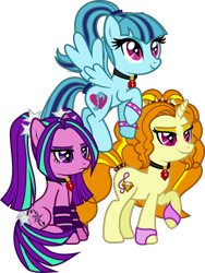 Size: 1275x1698 | Tagged: safe, artist:lightningbolt, derpibooru exclusive, imported from derpibooru, adagio dazzle, aria blaze, sonata dusk, earth pony, pegasus, pony, unicorn, equestria girls, rainbow rocks, .svg available, angry, clothes, disguise, disguised siren, equestria girls ponified, eyeshadow, fangs, female, fingerless gloves, flying, frown, gem, gloves, headband, horn, jewelry, looking up, makeup, mare, necklace, pigtails, ponified, ponytail, raised hoof, show accurate, simple background, siren gem, sitting, slit eyes, slit pupils, smug, smugio dazzle, spiked wristband, spread wings, standing, svg, tail band, the dazzlings, transparent background, trio, vector, wings, wristband