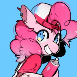 Size: 512x512 | Tagged: safe, artist:snowillusory, imported from derpibooru, pinkie pie, earth pony, pony, female, hat, solo, spray paint