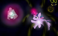 Size: 1300x800 | Tagged: safe, artist:katya, imported from derpibooru, grogar, twilight sparkle, alicorn, bell, bewitching bell, dark magic, darkness, eye, eyes, fake, fake screencap, grogar's bell, magic, series finale, twilight sparkle (alicorn), vector