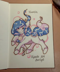 Size: 1152x1370 | Tagged: safe, artist:mychelle, imported from derpibooru, oc, oc only, oc:niembla, original species, pond pony, female, mare, solo, traditional art