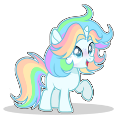 Size: 1280x1241 | Tagged: dead source, safe, artist:rainbows-skies, artist:thesmall-artist, imported from derpibooru, oc, oc only, oc:water star, pony, unicorn, base used, colt, male, rainbow hair, raised hoof, simple background, solo, transparent background