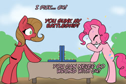 Size: 1200x800 | Tagged: safe, artist:nerow94, imported from derpibooru, pinkie pie, oc, oc:pun, pony, ask pun, ask, battleship