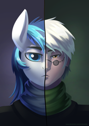 Size: 2480x3508 | Tagged: safe, artist:underpable, imported from derpibooru, shining armor, anthro, human, bust, crossover, looking at you, male, ozpin, rwby