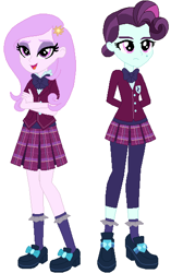 Size: 362x575 | Tagged: safe, artist:sturk-fontaine, imported from derpibooru, princess celestia, principal abacus cinch, equestria girls, abby cinch, clothes, crystal prep academy uniform, pink-mane celestia, principal celestia, school uniform, young celestia, younger, younger cinch