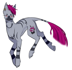 Size: 907x879 | Tagged: safe, artist:fi-senpai, imported from derpibooru, oc, oc only, oc:zjin-wolfwalker, pony, zebra, ear piercing, earring, female, jewelry, lidded eyes, piercing, quadrupedal, simple background, solo, transparent background