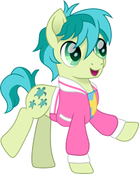 Size: 1193x1500 | Tagged: safe, artist:cloudy glow, artist:cloudyglow, imported from derpibooru, sandbar, earth pony, pony, spoiler:steven universe, clothes, crossover, cute, cutie mark, happy, hooves, jacket, male, movie accurate, sandabetes, shirt, simple background, solo, spoilers for another series, steven quartz universe, steven universe, steven universe: the movie, teenager, transparent background, varsity jacket