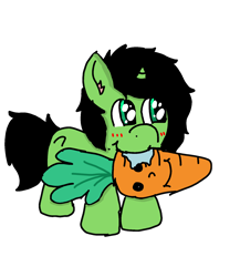 Size: 1440x1657 | Tagged: safe, artist:scotch, imported from derpibooru, oc, oc:filly anon, blushing, carrot, cute, drool, female, filly, food, plushie, small