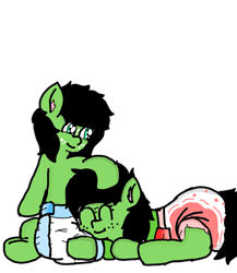 Size: 1440x1660 | Tagged: safe, artist:scotch, imported from derpibooru, oc, oc:filly anon, pony, adoranon, butt pillow, cuddling, cute, diaper, diaper fetish, eyes closed, female, fetish, filly, foal, freckles, head pat, pat, sleeping, smiling