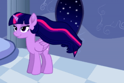 Size: 2000x1336 | Tagged: safe, alternate version, artist:theonewithoutaname, imported from derpibooru, twilight sparkle, alicorn, pony, animated, commission, cute, ethereal mane, female, hilarious in hindsight, long mane, majestic as fuck, no sound, out of character, solo, tail, twilight sparkle (alicorn), webm, wind, windswept mane, wings