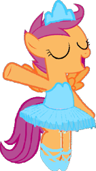 Size: 355x629 | Tagged: safe, artist:angrymetal, imported from derpibooru, scootaloo, pony, 1000 hours in ms paint, ballerina, ballet, ballet slippers, bipedal, clothes, cute, cutealoo, en pointe, eyes closed, female, jewelry, one arm up, open mouth, scootarina, scootatutu, scootutu, shoes, simple background, skirt, skirtaloo, solo, tiara, transparent background, tutu