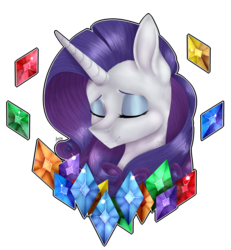 Size: 3056x3303 | Tagged: safe, artist:norrixcurral08, imported from derpibooru, part of a set, rarity, pony, bust, diamonds, eyes closed, female, portrait, signature, simple background, smiling, solo, transparent background