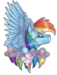 Size: 2847x3722 | Tagged: safe, artist:norrixcurral08, imported from derpibooru, part of a set, rainbow dash, pony, bust, eyes closed, female, portrait, signature, simple background, smiling, solo, spread wings, thunderbolt, transparent background, wings