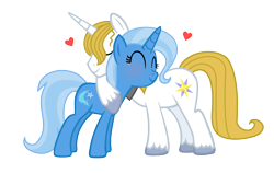 Size: 2045x1293 | Tagged: safe, artist:darbypop1, imported from derpibooru, prince blueblood, trixie, pony, bluetrix, female, hug, male, shipping, straight, vector