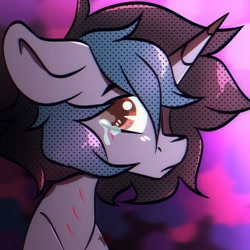 Size: 1024x1024 | Tagged: safe, artist:crimmharmony, imported from derpibooru, oc, oc only, pony, unicorn, bust, crying, solo