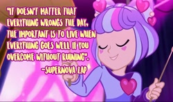 Size: 1200x708 | Tagged: safe, imported from derpibooru, supernova zap, equestria girls, equestria girls series, sunset's backstage pass!, spoiler:eqg series (season 2), engrish, female, quote, words of wisdom