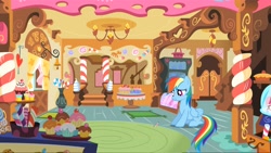 Size: 5692x3204 | Tagged: safe, artist:dashiesparkle, artist:estories, artist:firestorm-can, artist:jerryakiraclassics19, imported from derpibooru, applejack, fluttershy, pinkie pie, rainbow dash, rarity, twilight sparkle, pegasus, pony, female, mane six, mare, micro, sugarcube corner, tiny, tiny ponies