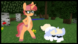 Size: 1920x1080 | Tagged: safe, artist:nootaz, imported from derpibooru, oc, oc:amplitude, oc:blank space, oc:game guard, oc:nootaz, pony, animated, boop, chicken tenders, gametaz, guido mista, jojo's bizarre adventure, leone abbachio, minecraft, narancia ghirga, ponies eating meat, sound, webm