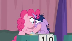 Size: 1920x1080 | Tagged: safe, imported from derpibooru, screencap, pinkie pie, twilight sparkle, alicorn, pony, a trivial pursuit, faic, floppy ears, messy mane, shipping fuel, twilight snapple, twilight sparkle (alicorn)