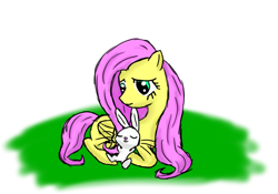 Size: 1000x700 | Tagged: safe, artist:dark-kisame, imported from derpibooru, angel bunny, fluttershy, grass, simple background