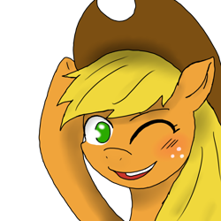 Size: 900x900 | Tagged: safe, artist:dark-kisame, imported from derpibooru, applejack, pony, cowboy hat, hat, one eye closed, simple background, stetson, transparent background, wink