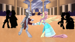 Size: 4550x2558 | Tagged: safe, artist:allisonbacker, imported from derpibooru, fluttershy, rainbow dash, pony, the count of monte rainbow, clothes, dress, female, the count of monte cristo