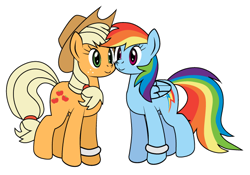 Size: 612x428 | Tagged: safe, artist:dekomaru, edit, imported from derpibooru, applejack, rainbow dash, pony, appledash, cropped, female, lesbian, shipping