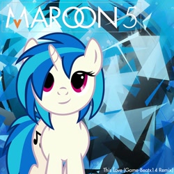 Size: 894x894 | Tagged: safe, artist:vaux111, imported from derpibooru, dj pon-3, vinyl scratch, pony, unicorn, female, mare, maroon 5, smiling, solo, song reference, this love