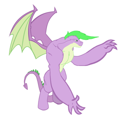 Size: 1456x1424 | Tagged: safe, derpibooru exclusive, edit, editor:proto29, imported from derpibooru, spike, dracony, dragon, hybrid, male, muscles, older, older spike, race swap, simple background, solo, species swap, transformation, white background, winged spike, wings