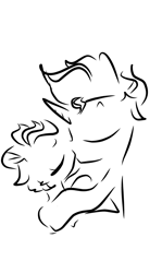 Size: 720x1208 | Tagged: safe, artist:gine_zatr, imported from derpibooru, pony, black and white, grayscale, incest, kissing, monochrome, next generation, shipping