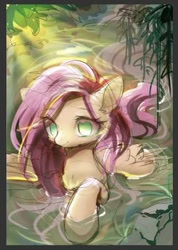 Size: 446x626 | Tagged: safe, artist:leafywind, imported from derpibooru, fluttershy, pegasus, pony, female, mare, solo, water