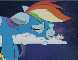 Size: 1952x1518 | Tagged: safe, artist:ncmares, edit, imported from derpibooru, rainbow dash, pony, clothes, cloud, cloudsdale, colored, female, floppy ears, giant pony, giant rainbow dash, giantess, giga, imminent vore, inhaling, macro, mega/giant rainbow dash, nap, on a cloud, sleeping, solo, this will end for city be be eaten by giant pony, tired, uniform, wonderbolts uniform